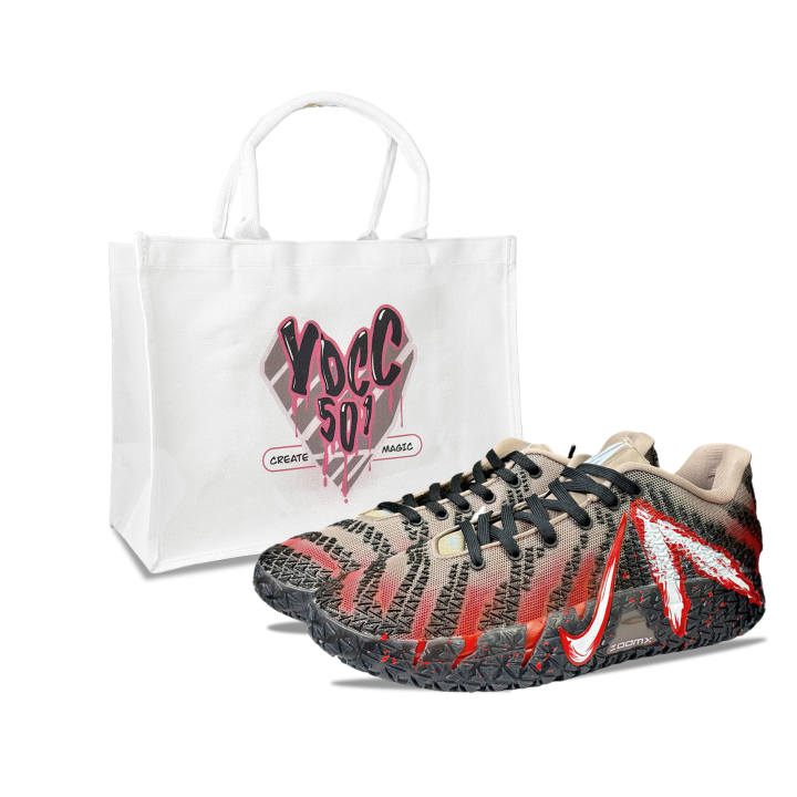 Nike Nike Ja Morant 3 YDCC Blood Relic, Shopping Bag Abrasion Resistant Coverage Low top Basketball Shoes Men's Black Red