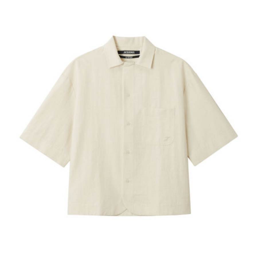 Jacquemus Jacquemus Shirts Men's Beige Lapel Thin Straight Fit