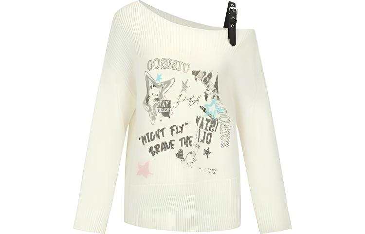 URBAN REVIVO Knitwear Women's White Asymmetrical Collar Moderate