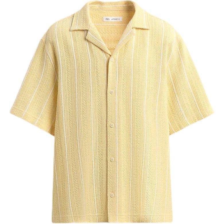 ZARA Shirts Men's Yellow Lapel Moderate Straight Fit