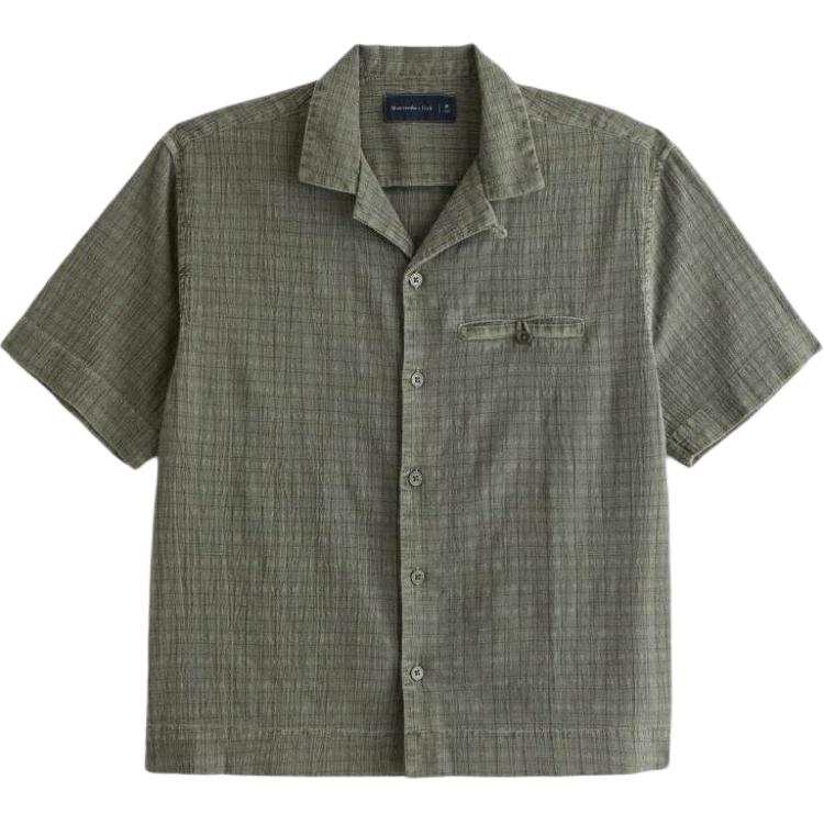 Abercrombie&Fitch Shirts Men's Green Cuban Collar Moderate