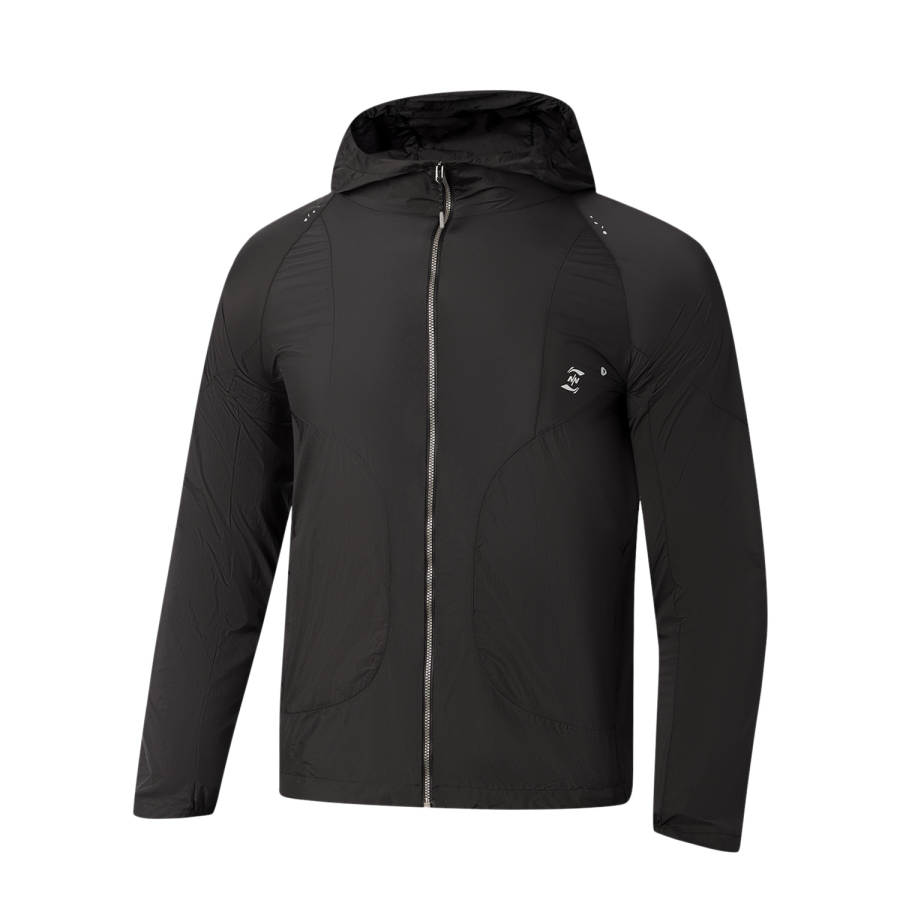 Li-Ning Li Ning Trench Coats Men's Black Hooded Non Detachable Moderate Straight Fit