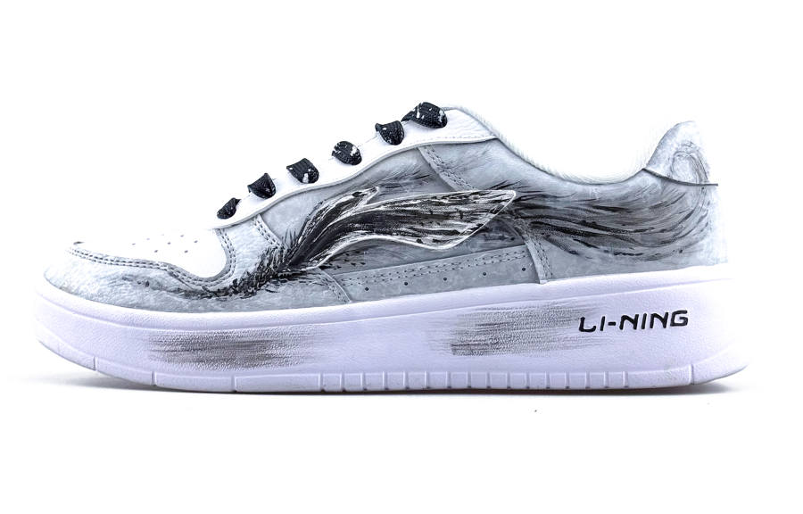 Li-Ning Li Ning Floating Boat Cushioning Abrasion Resistant Low top Skateboard Shoes Men's Gray Black White