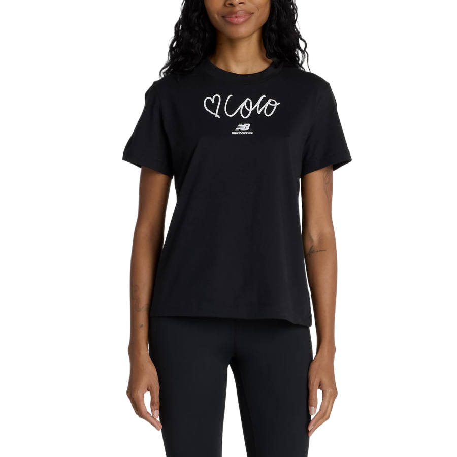 New Balance New Balance T Shirts Women's Black Crew Neck Moderate Straight Fit