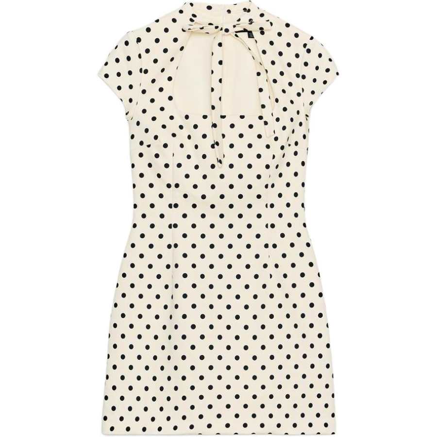 ZARA Short Sleeved Dresses Women's Nude/Black Crew Neck Moderate Short Skirt