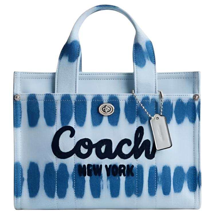 COACH Denim With Leather Tote Bag, Shopping Bag, Shoulder Bag, Handbag Medium Women's Blue & Multicolor