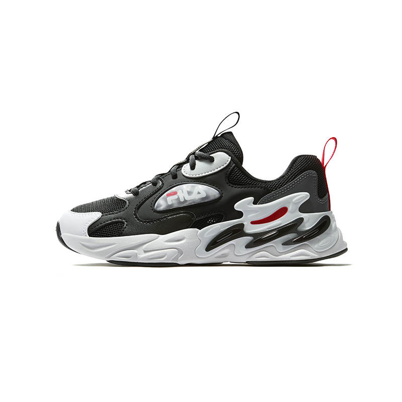 FILA KIDS ARTIST/Iridescent Glow Abrasion Resistant Low top Kids' Running Shoes Black White Unisex
