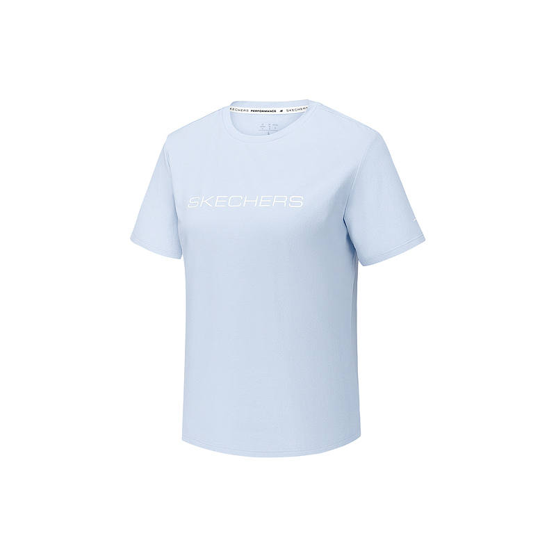 Skechers T Shirts Women's Xenon Gas Blue Crew Neck Moderate