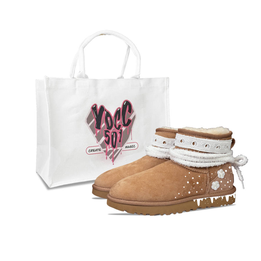 UGG CLASSIC MINI YDCC Sweetheart Shopping Bag Short Snow Boots Women's Chestnut