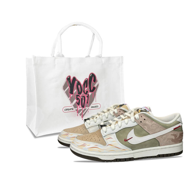 Nike Nike Dunk YDCC Cloud Pattern Pegasus, Shopping Bag Leather Low top Skateboard Shoes Unisex Beige Umber