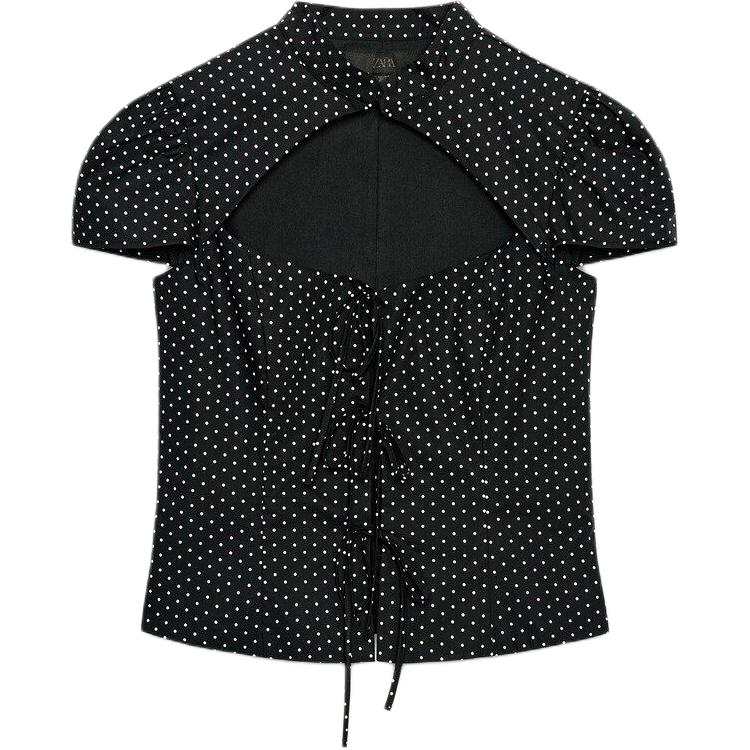 ZARA Shirts Women's Black/White Crew Neck Moderate Other