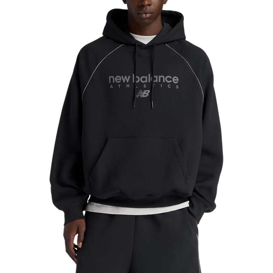 New Balance New Balance Sweatshirts Men's Black/Castle Rock Color Hooded Non Detachable Moderate