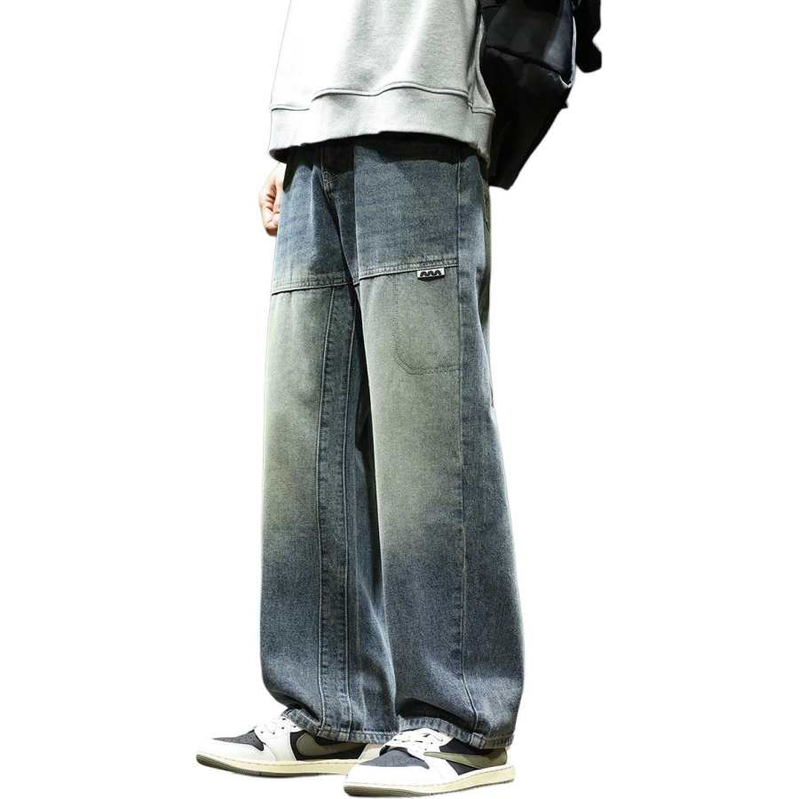 Tonlion Jeans Unisex Vintage Blue Moderate Straight Fit Pants