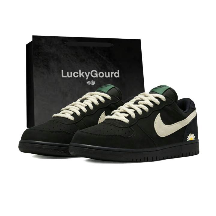 Nike Nike Big Skateboard Shoes Men's Low Top Black/Ecru/Green