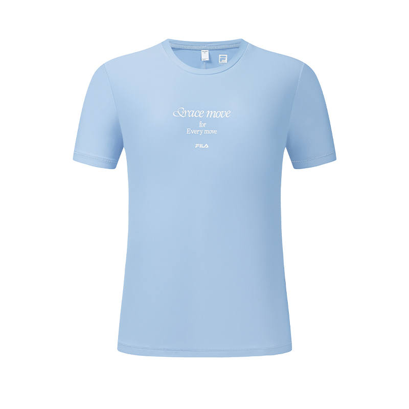 FILA Fitness T Shirts Women's Glass Blue Crew Neck Moderate Other