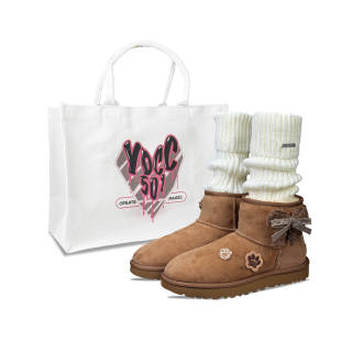 UGG CLASSIC MINI YDCC Velvet Sweetheart Shopping Bag Short Snow Boots Women's Chestnut