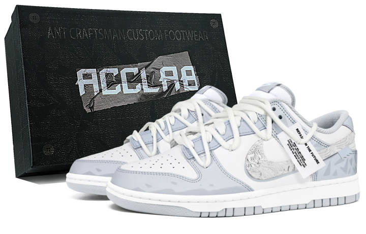 Nike Nike Dunk Skateboard Shoes Unisex Low Top White/Blue/Gray