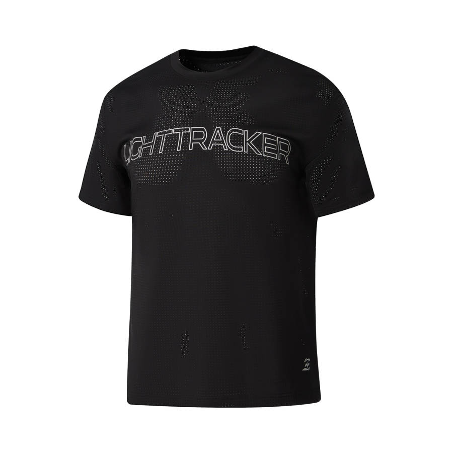 Li-Ning Li Ning T Shirts Unisex Black Crew Neck Moderate
