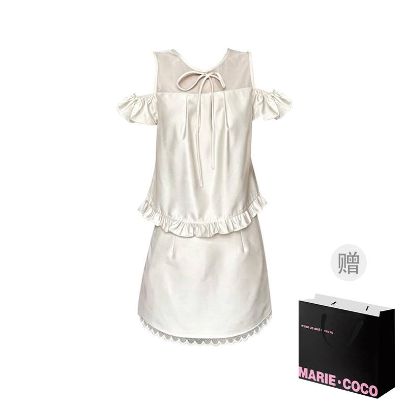 MARIE·COCO Two Piece Skirt Sets Women's Boat Neck Moderate Short Skirt
