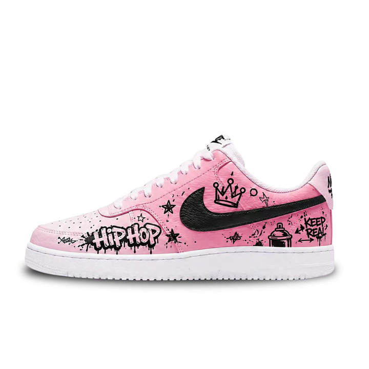 Nike Nike Court Vision 1 Skateboard Shoes Unisex Low Top Pink Black White Colorway