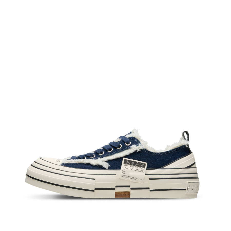 XVESSEL x Peace And After Abrasion Resistant Lightweight Height Increasing Low top Canvas Shoes Unisex Slant Denim Blue