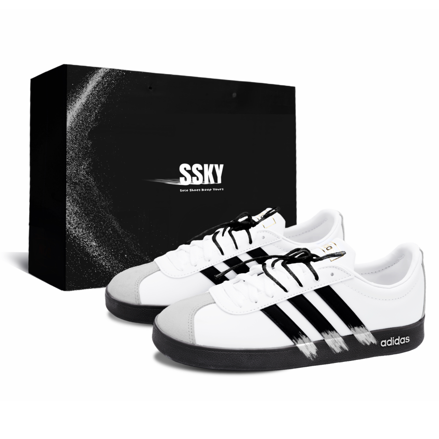 Adidas Adidas Vl Court Classic Skateboard Shoes Unisex Low Top Black/White/Gray
