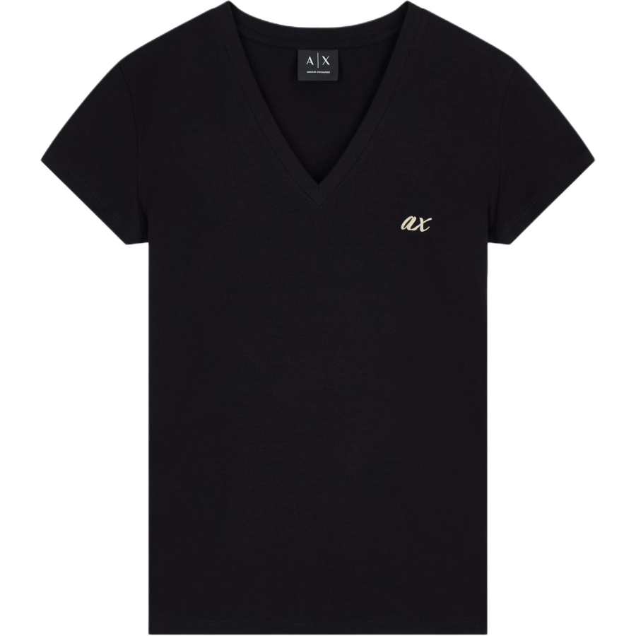 ARMANI EXCHANGE T Shirts Women's Black V Neck Moderate Straight Fit