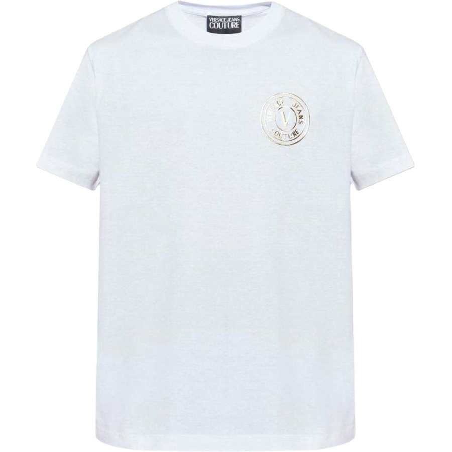 VERSACE JEANS COUTURE T Shirts Men's White Crew Neck Moderate Straight Fit