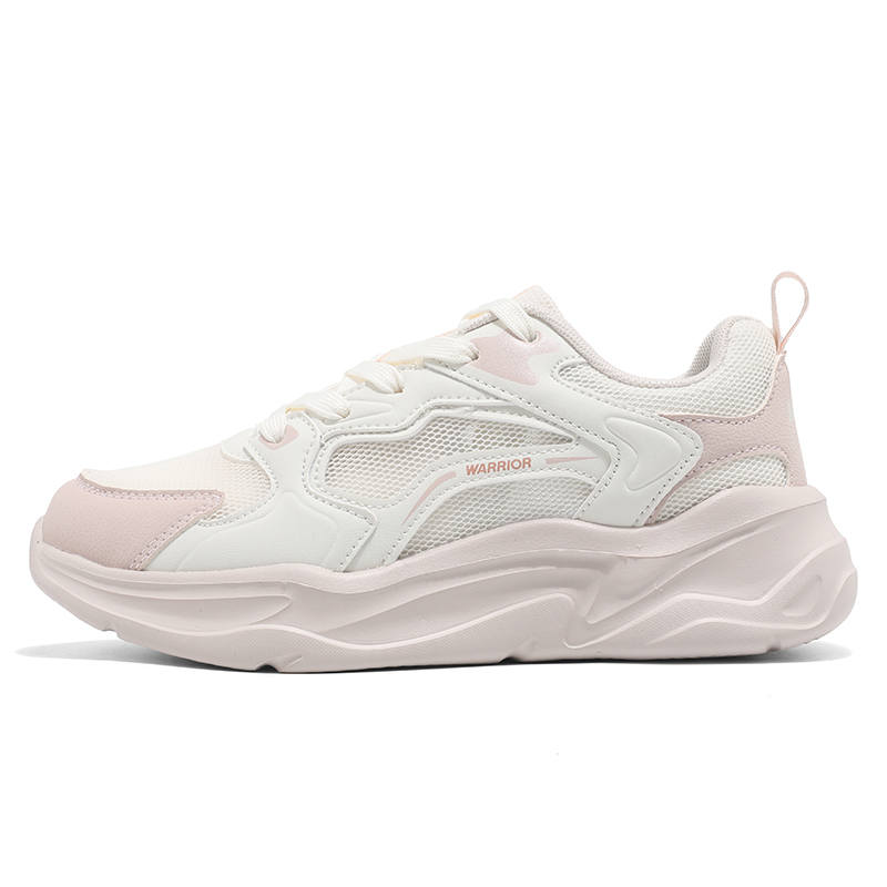 WARRIOR Chunky Sneakers Women's Low Top Beige Khaki, Beige Green Pink