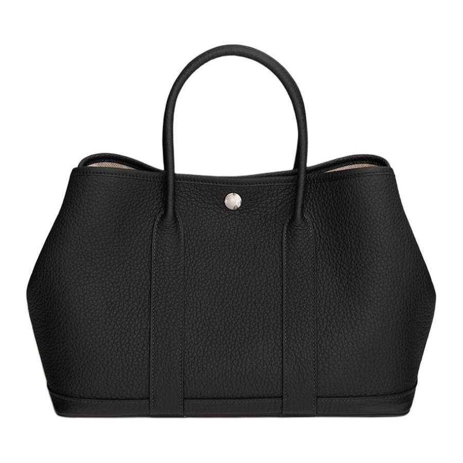 HERMES Garden Party Negonda Calfskin Handbag 30 Women's 89 Noir Black