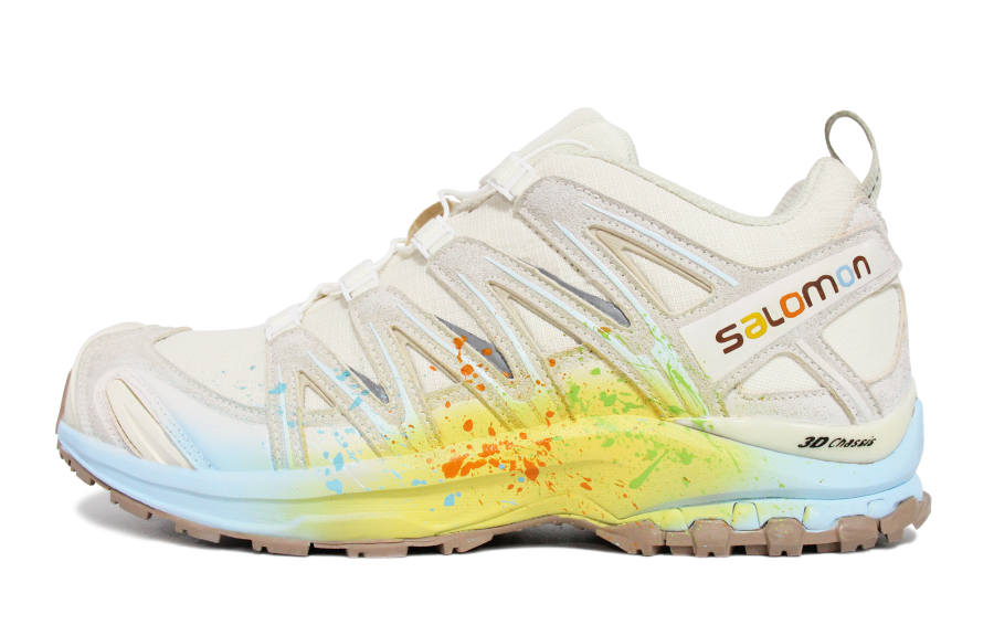 SALOMON XA PRO 3D Running Shoes Unisex Low Top Beige Blue Yellow