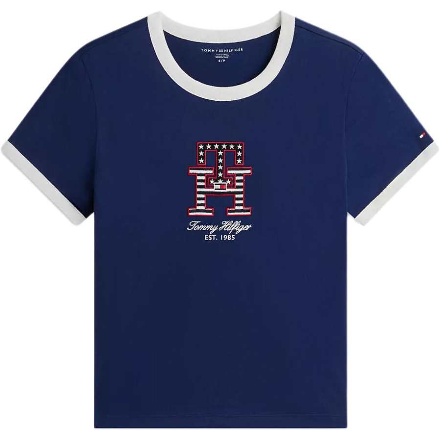 Tommy Hilfiger T Shirts Women's Marine Blue Crew Neck