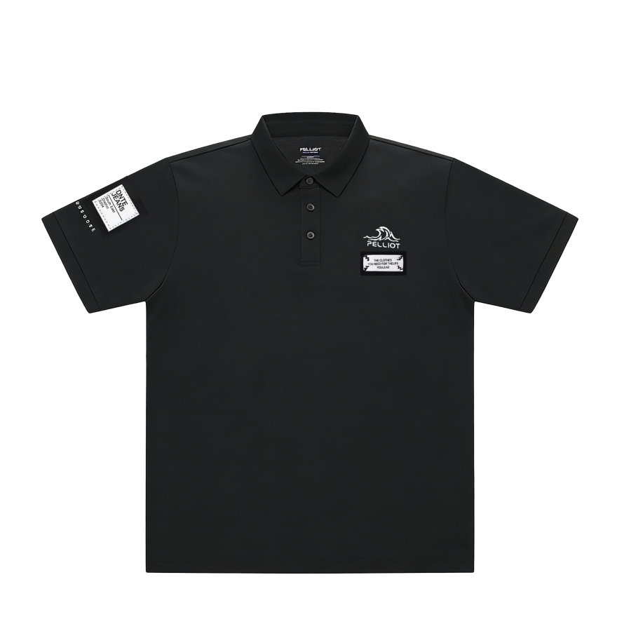 PELLIOT Polo Shirts Unisex Twilight Black Polo Collar Moderate Straight Fit