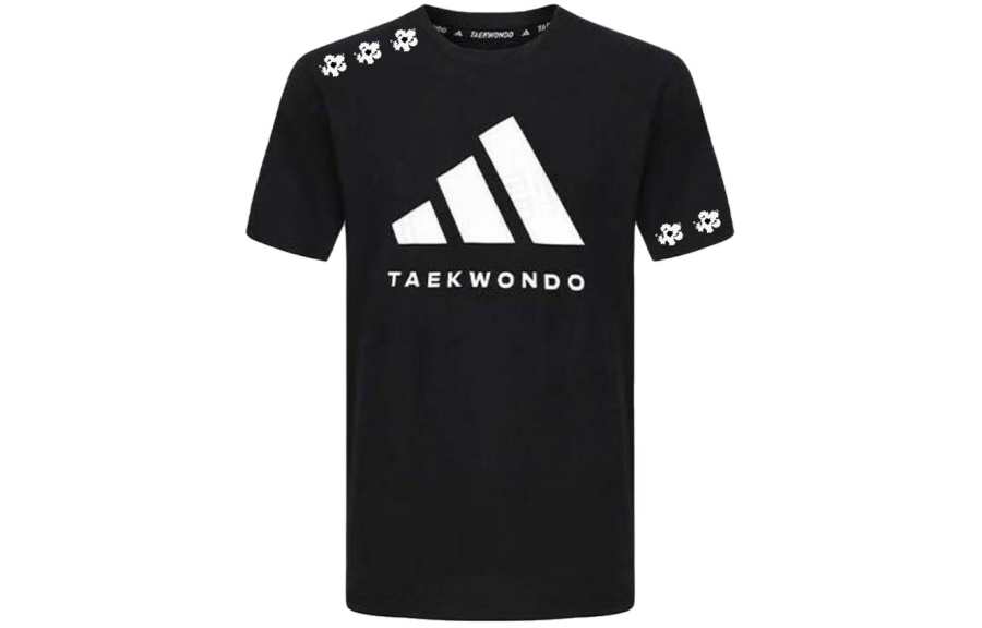 Adidas Adidas Taekwondo T Shirts Unisex Black White Crew Neck Moderate Straight Fit