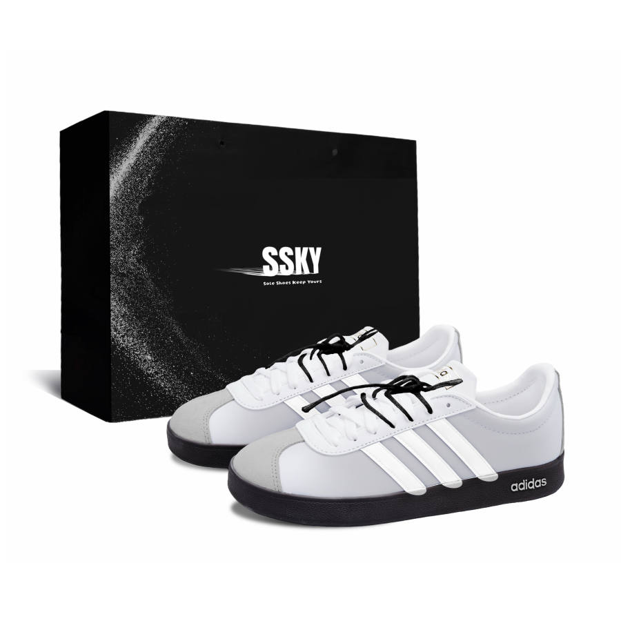 Adidas Adidas Vl Court Classic Skateboard Shoes Unisex Low Top Gray/White