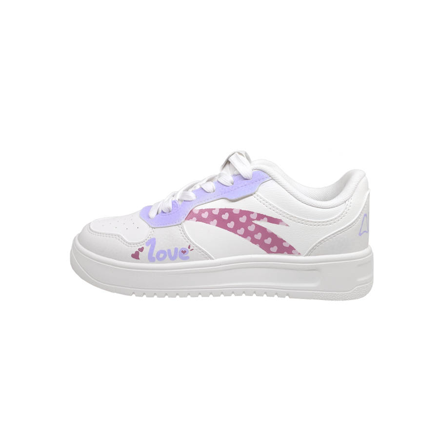 ANTA Easy Skateboard Shoes Women's Low Top White Purple Pink Colorway