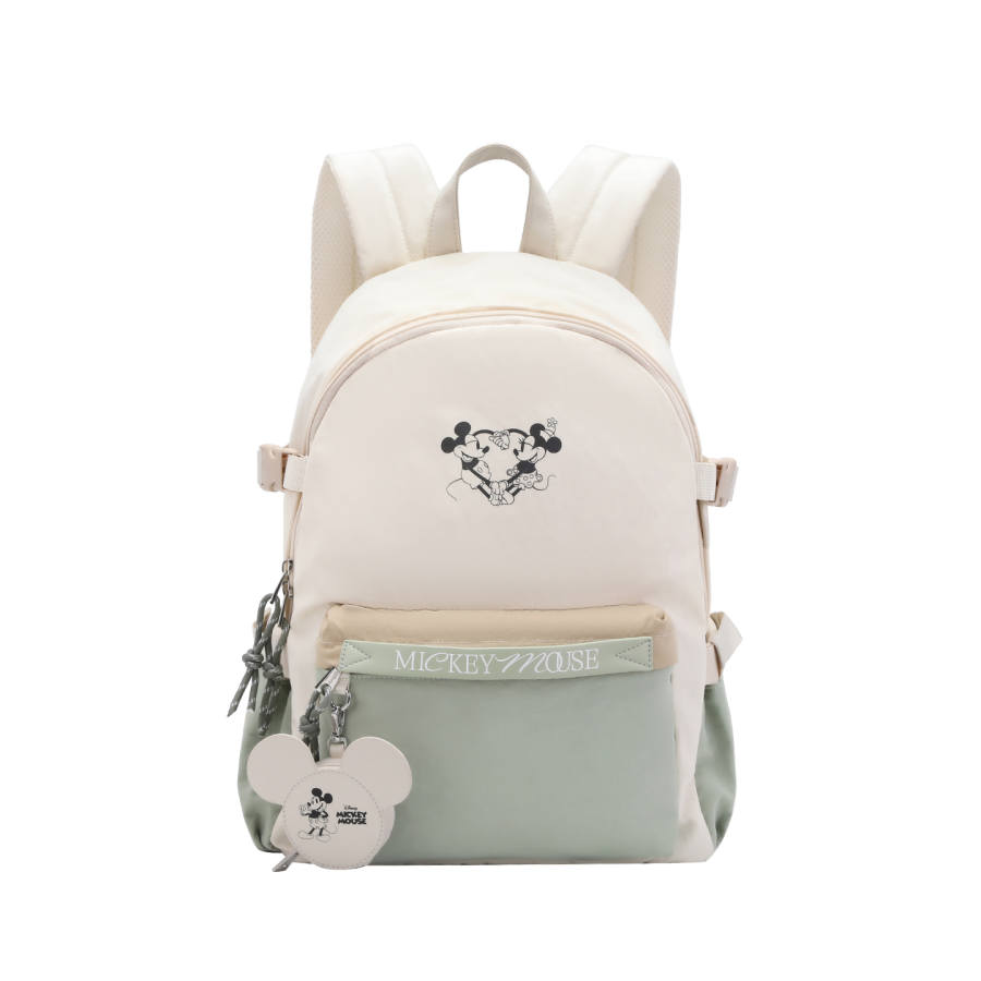 Disney Mickey Mouse Backpacks Ecru & Grass Green Charm Included