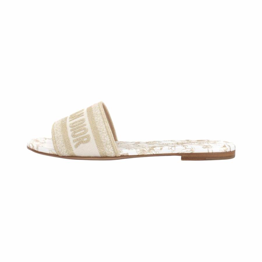 DIOR Dway Slide Slippers Women's White Gold