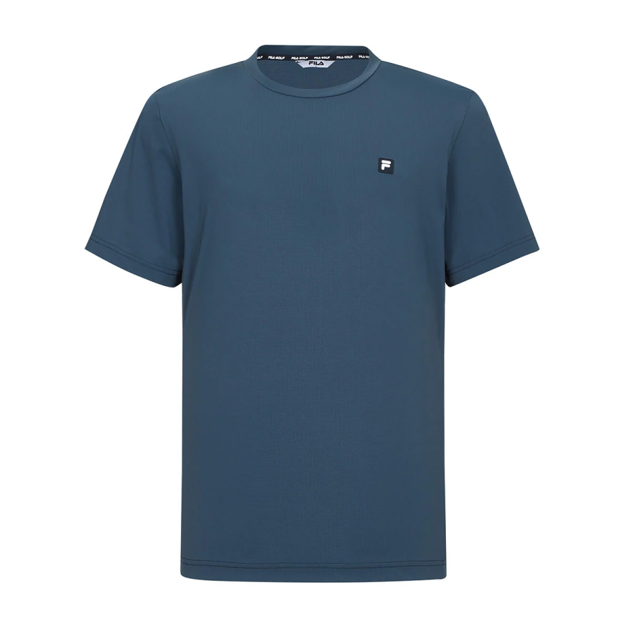 FILA Golf Quick Dry T Shirts Men's Dark Blue Green Crew Neck Moderate