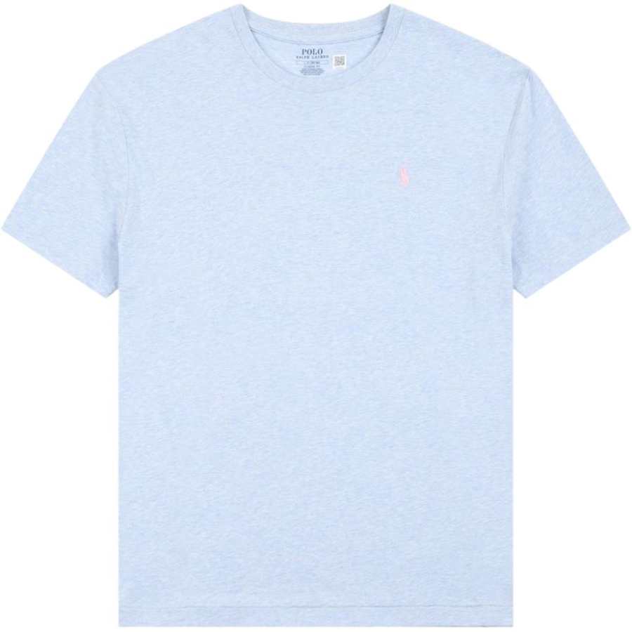 Polo Ralph Lauren T Shirts Men's Pink/Blue Crew Neck Moderate Straight Fit