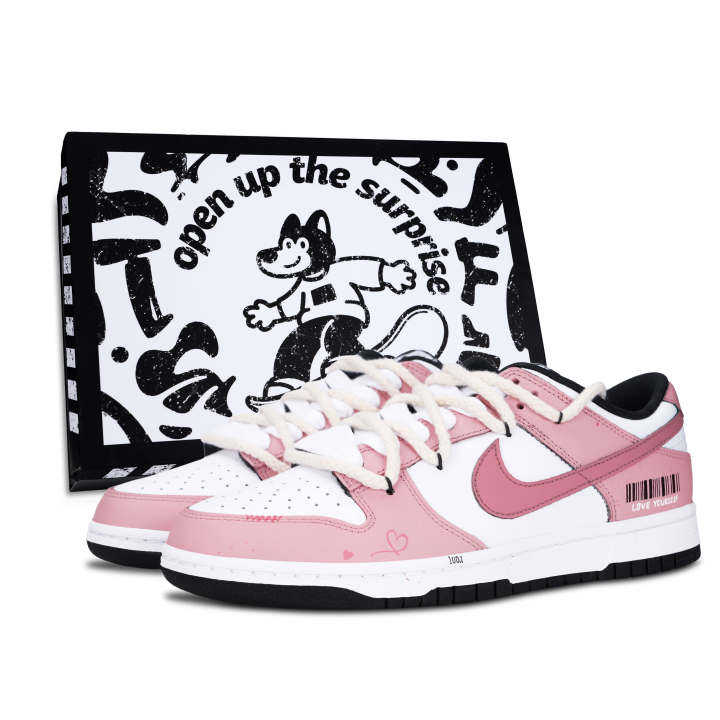 Nike Nike Dunk Skateboard Shoes Unisex Low Top Black/White/Pink