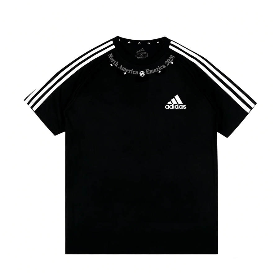 Adidas Adidas Football T Shirts Unisex Black Canadian Ink Crew Neck Moderate