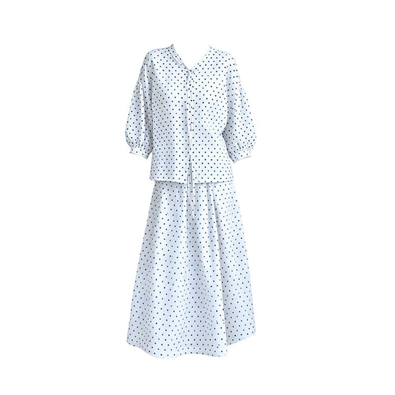 MARIE·COCO Two Piece Skirt Sets Women's V Neck Moderate Long Skirt
