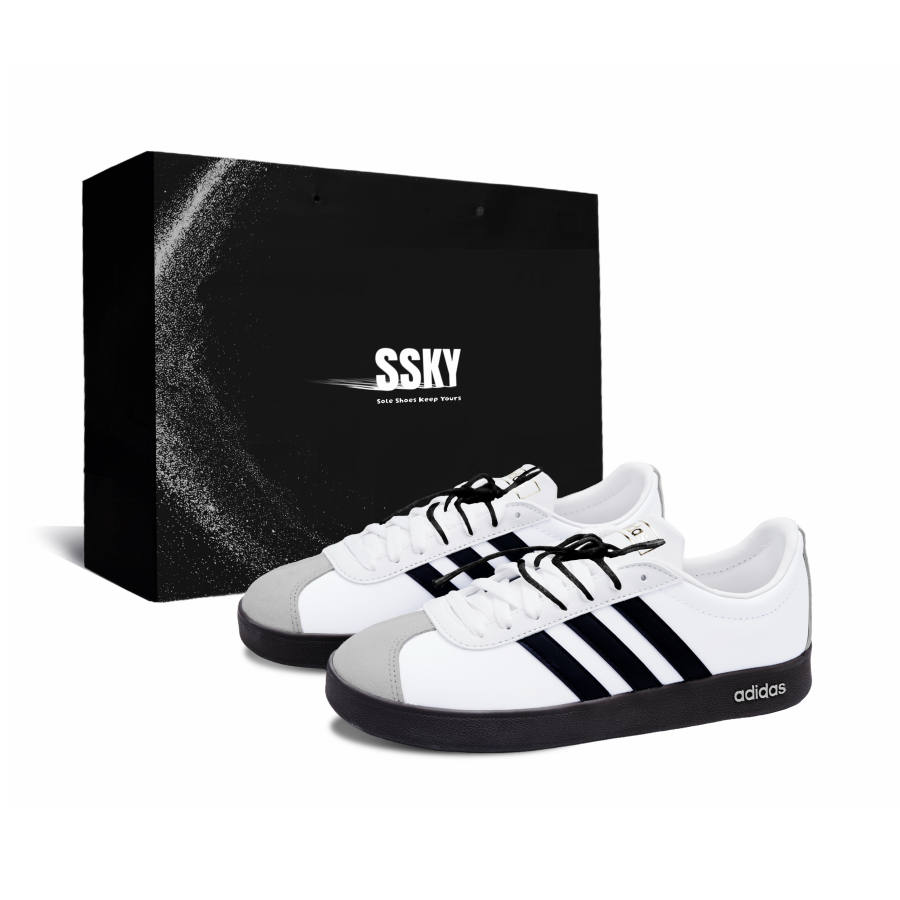 Adidas Adidas VL COURT 2.0 Skateboard Shoes Unisex Low Top Black/White/Gray