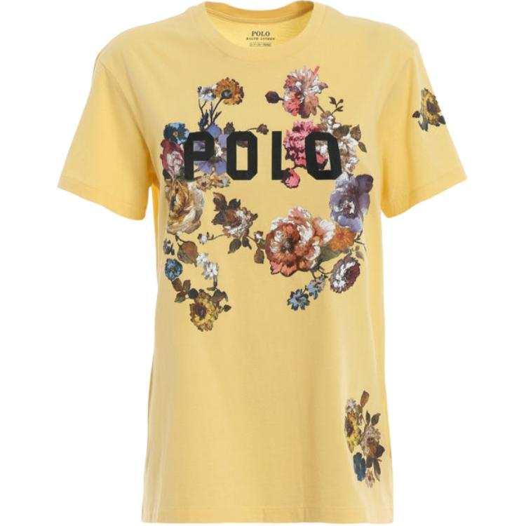 Polo Ralph Lauren T Shirts Women's Yellow Crew Neck Moderate