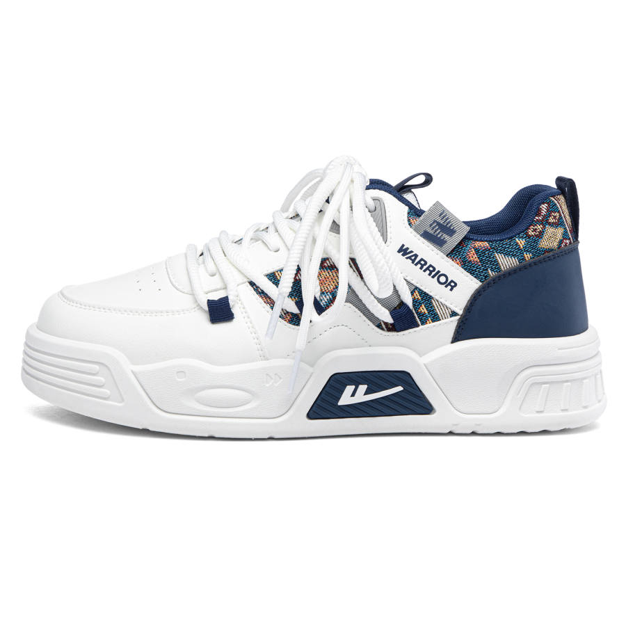WARRIOR WARRIOR Skateboard Shoes Men's Low Top White Gray Blue