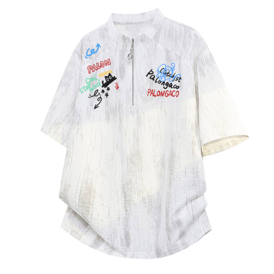 PAL ONGACO T Shirts Unisex Stand Collar Moderate Straight Fit