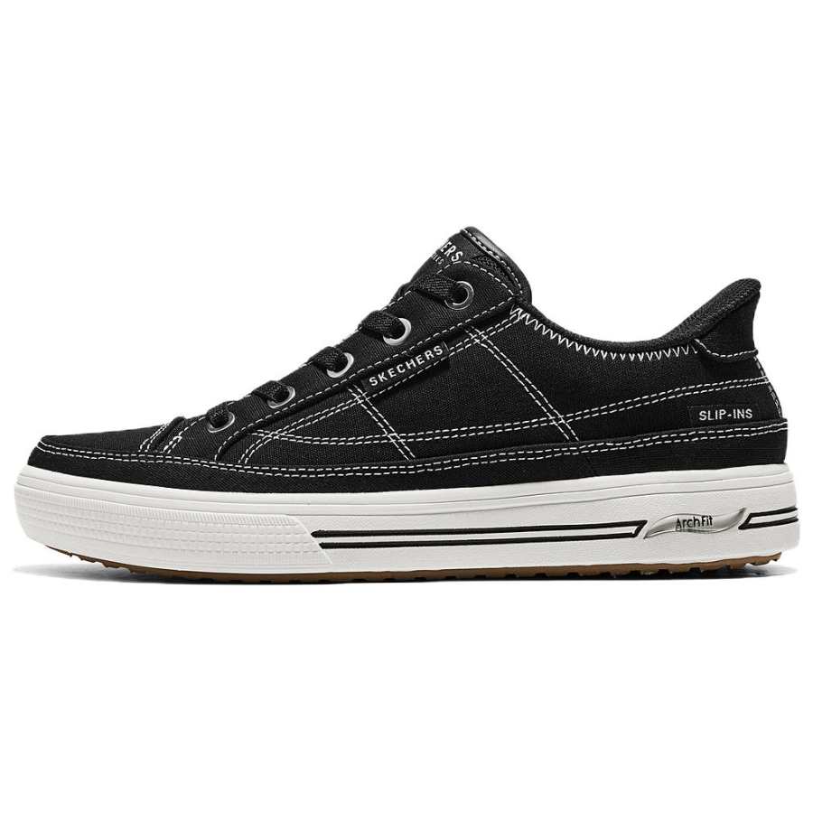 Skechers Slip Ins Skateboard Shoes Women's Low Top Black/White