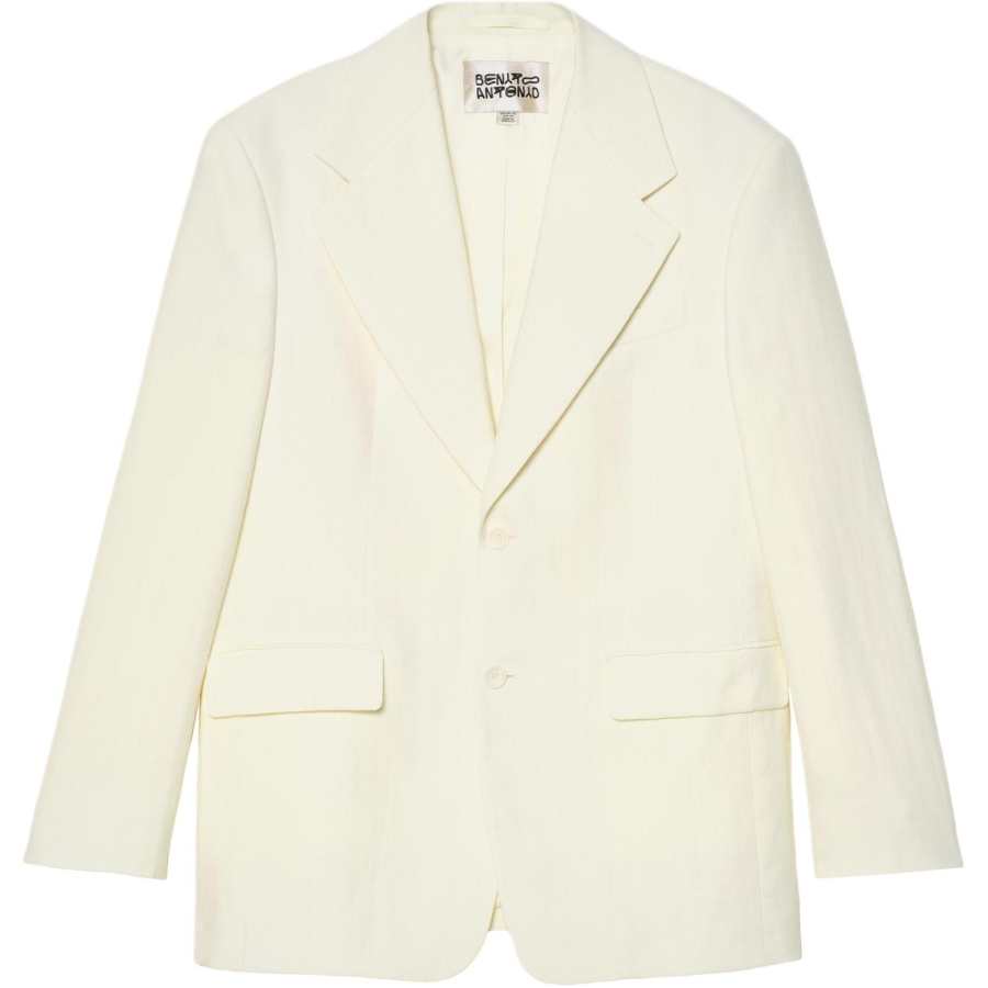 ZARA Bad Bunny Business Suits Men's White Lapel Moderate Straight Fit