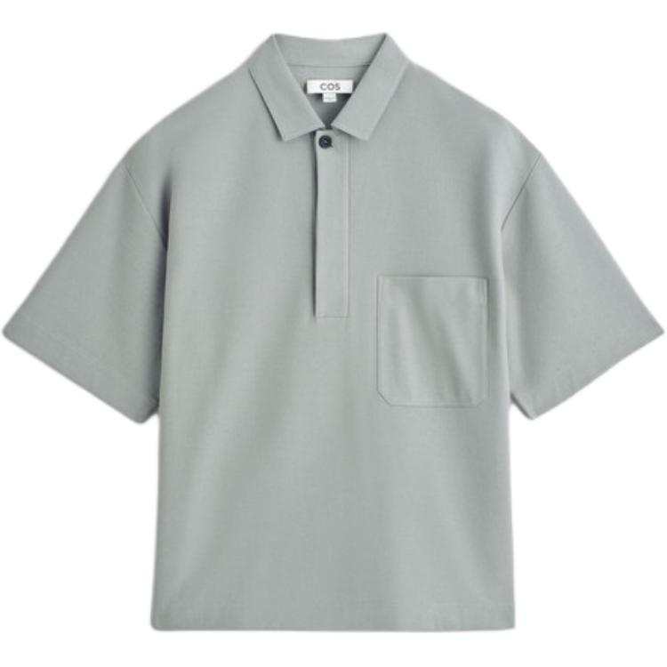 COS Shirts Men's Gray Blue Polo Collar Moderate Straight Fit